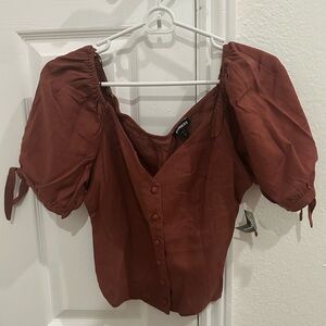 NWT Express Terracotta Puff Sleeve Blouse